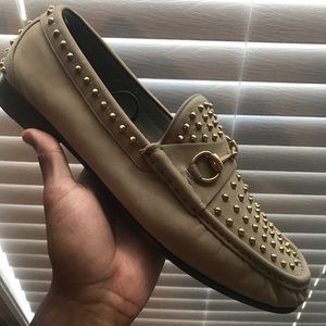Gucci beige spiked loafers